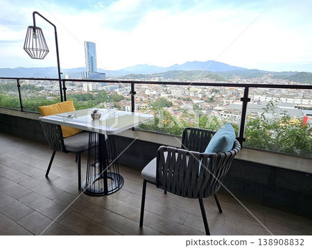 chair and table with mountain view 138908832