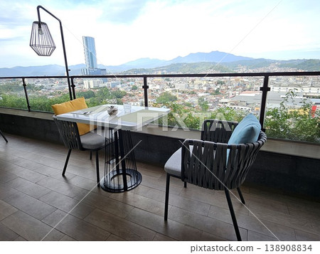 chair and table with mountain view chair and table with mountain view 138908834