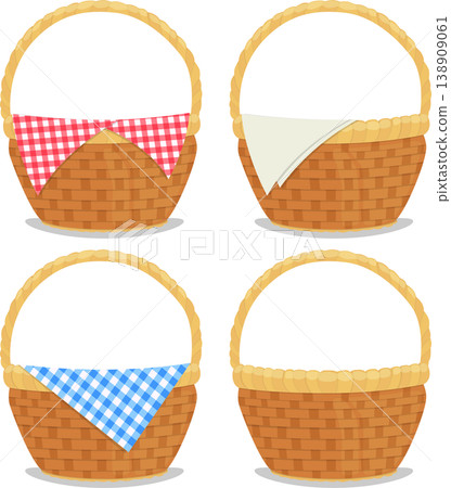 Empty picnic basket set illustration Empty picnic basket set illustration 138909061