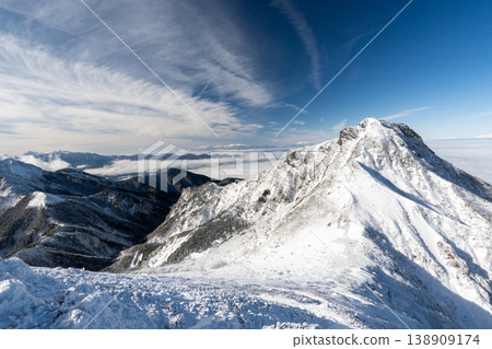 白雪皚皚的八嶽山脈，赤岳 138909174