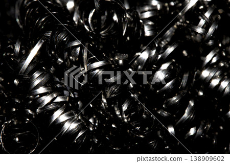 Close up of steel wool metal sponge springs wire 138909602