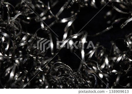 Close up of steel wool metal sponge springs wire 138909613