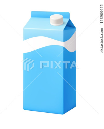 3D blue milk carton isolated on soft background, 3D blue milk carton isolated on soft background, 138909655