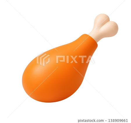 3d fried chicken leg with bone on white color background. 138909661