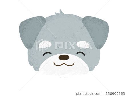 Cute Miniature Schnauzer with a smiling face, mouth closed, and expression (illustration) 138909663