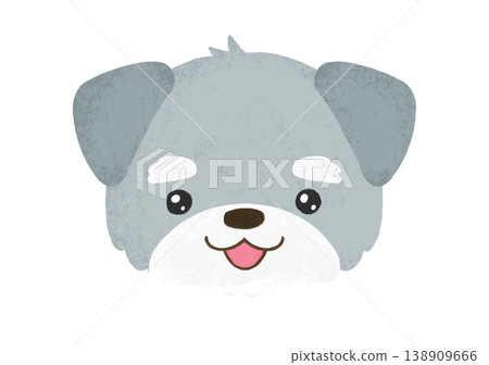 Cute Miniature Schnauzer with watery eyes, open mouth, smiling, happy expression (illustration) 138909666