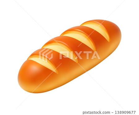 3d Fresh baked loaf bread isolated on white 3d Fresh baked loaf bread isolated on white 138909677