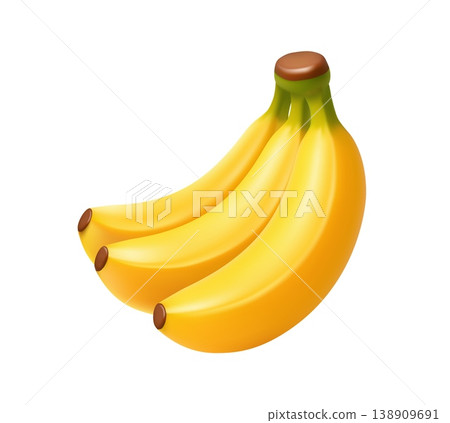 3d Bunch of Ripe Yellow Bananas 3d Bunch of Ripe Yellow Bananas 138909691