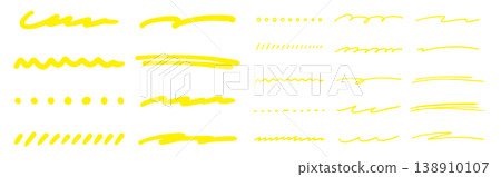 Yellow underlining pen set for hand-drawing. Yellow underlining pen set for hand-drawing. 138910107