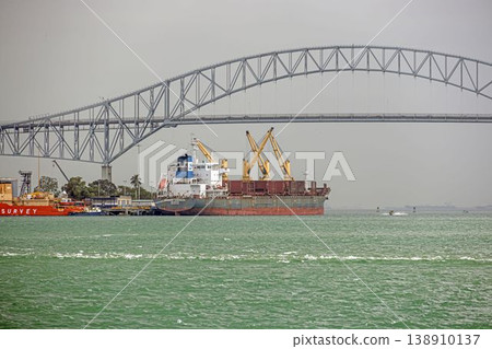 Cargo ship under Bridge of the Americas Panama Cargo ship under Bridge of the Americas Panama 138910137