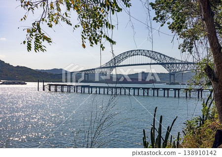 Bridge of the Americas Panama Canal with cargo ship Bridge of the Americas Panama Canal with cargo ship 138910142