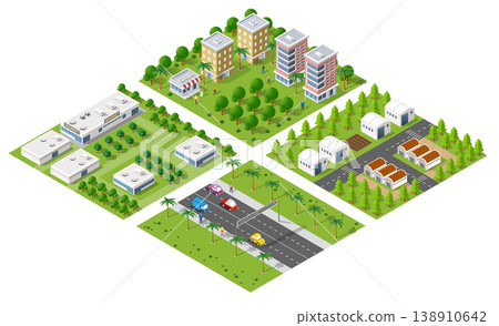 Isometric 3d illustration park trees forest 138910642