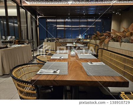 This cafe and restaurant interior with chair and table  138910729