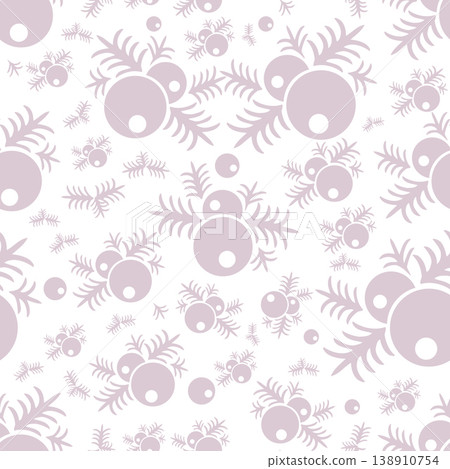 Seamless pattern with stylized juniper branches and berries creating winter atmosphere 138910754