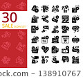 sale percent discount tag label, for advertising, promotion solid glyph icon set 138910767