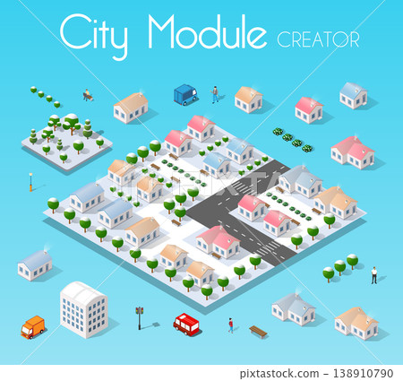 Isometric set module city Isometric set module city 138910790