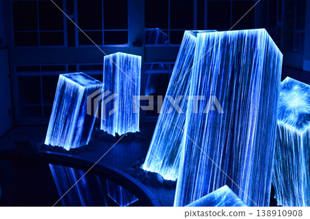 A fantastical light art object that glows blue. A fantastical light art object that glows blue. 138910908