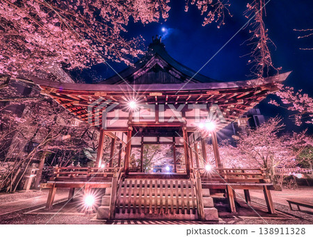 Cherry blossom stage illuminated Cherry blossom stage illuminated 138911328