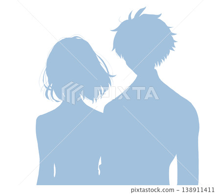 Silhouettes of male and female students in blazers, side by side. Silhouettes of male and female students in blazers, side by side. 138911411