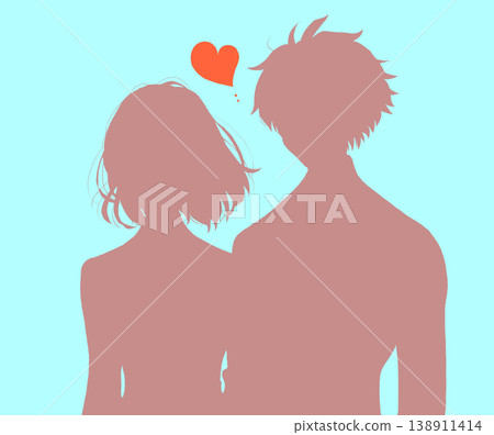 Male and female students in blazers; love; silhouette Male and female students in blazers; love; silhouette 138911414