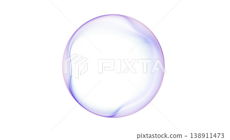 Minimal glass sphere with soft violet blue gradient on light surface, airy abstract composition with smooth premium visual style. 138911473
