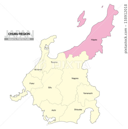 [Map of Japan] Location map of Niigata Prefecture in the Chubu region (English) 138912018