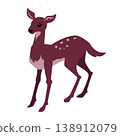 Burgundy spotted fawn deer standing flat gradient illustration isolated on white background for nursery kids woodland design 138912079