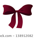 Burgundy satin ribbon bow with long tails glossy gradient isolated on white background for gift wrapping and holiday decoration 138912082