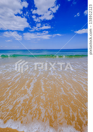 The spectacular view of Kumano Beach with its blue sky and ocean. The spectacular view of Kumano Beach with its blue sky and ocean. 138912123