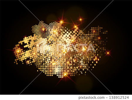 Gold grunge halftone spot. Golden dotted brushstroke bg Gold grunge halftone spot. Golden dotted brushstroke bg 138912524