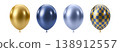 Blue Gold balloon. Luxury realistic balloons set. 138912557