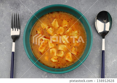 Delicious Homemade Yuksuk Corbasi Turkish Ring Soup With Small Manti Dumplings Chickpeas In Spicy Sauce Delicious Homemade Yuksuk Corbasi Turkish Ring Soup With Small Manti Dumplings Chickpeas In Spicy Sauce 138912628