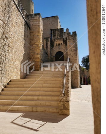 Stone staircase leading to the entrance of the medieval Castellet Castle. Stone staircase leading to the entrance of the medieval Castellet Castle. 138912644