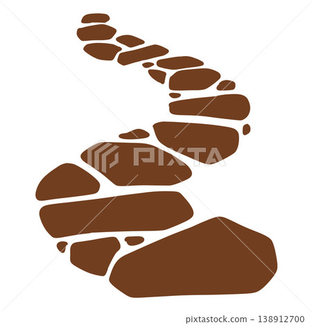 Stone path, garden pebble walkway winding trail. Brown rock stone path, natural paving block landscape element. Outdoor park footpath, zen garden stone decoration, flat organic pavement shape Stone path, garden pebble walkway winding trail. Brown rock stone path, natural paving block landscape element. Outdoor park footpath, zen garden stone decoration, flat organic pavement shape 138912700