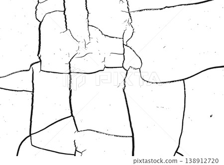 Cracked paint texture on white surface with irregular fractured lines in distressed grunge background 138912720