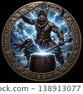 Raijin (Thunder God) (Circular composition, Japanese mythology art) 138913077