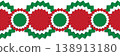 Italian flag bunting with red white and green rosette ribbon border design. A festive patriotic garland element for holiday decoration and celebration layouts isolated on white background 138913180