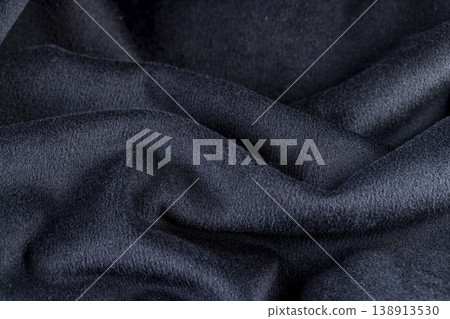 black synthetic yarn fabric for the production of warm clothing, wrinkled fabric 138913530