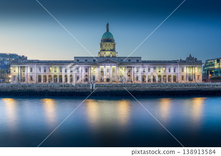 The Custom House Dublin at Blue Hour with Liffey River 138913584