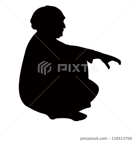 an old woman sitting body silhouette vector 138913709