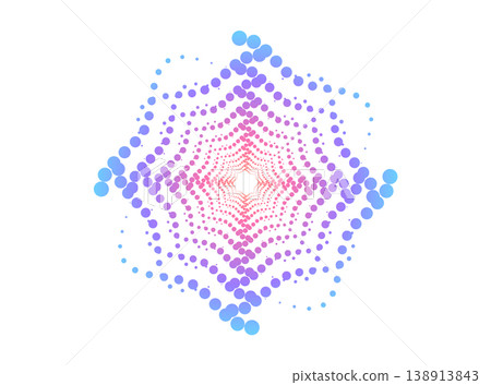 Geometric circular halftone composition with colorful gradient effect. Abstract background featuring motion and neon tones. Geometric circular halftone composition with colorful gradient effect. Abstract background featuring motion and neon tones. 138913843