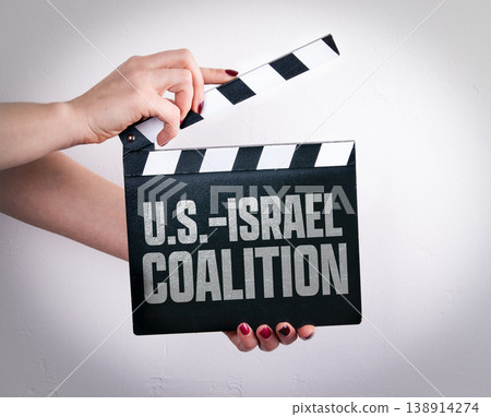 U.S.-ISRAEL COALITION Concept Shown on Film Clapperboard 138914274