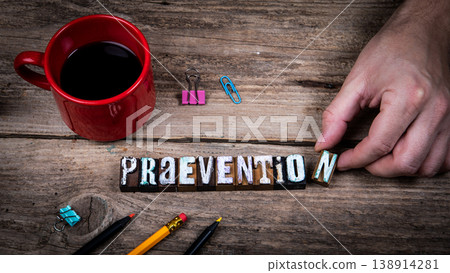 Prevention With German Word Praevention Formed by Vintage Letterpress Blocks 138914281