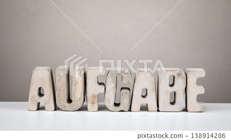 Task From German Word AUFGABE Concrete Letters Education Theme 138914286