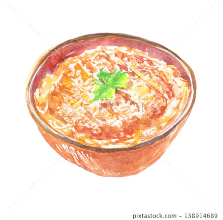 水彩插畫：豬排飯 138914689