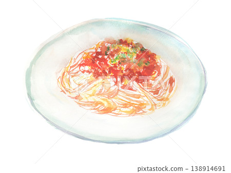 水彩畫風格的肉醬義大利麵 水彩畫風格的肉醬義大利麵 138914691