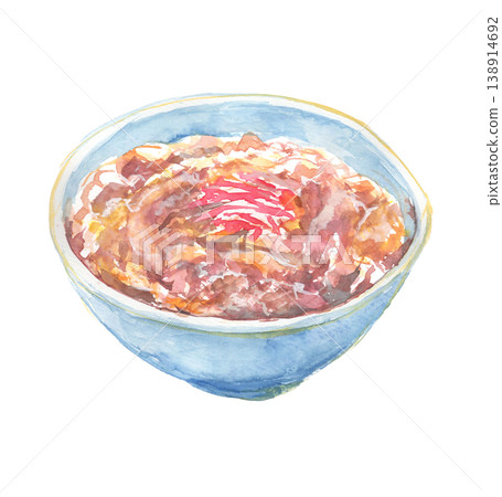 Watercolor illustration of beef bowl Watercolor illustration of beef bowl 138914692