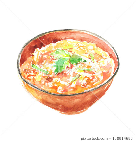 Watercolor illustration of oyakodon 138914693