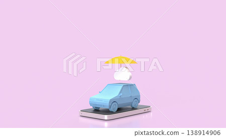 Car Insurance Protection Concept With Umbrella And Cloud 3d render. Car Insurance Protection Concept With Umbrella And Cloud 3d render. 138914906