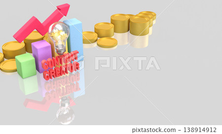 Creative Content Creator Business Growth Concept With Rising Chart 3d render. 138914912